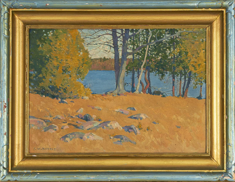 Charles William Jefferys, Landscape Overlooking a Lake, oil on board - view 2
