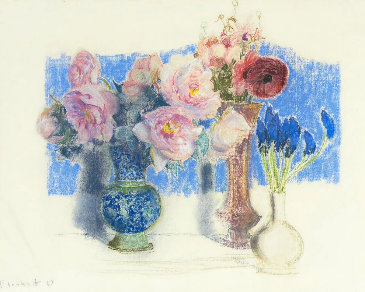 Joseph Francis Plaskett, Floral Still Life, pastel, 1967