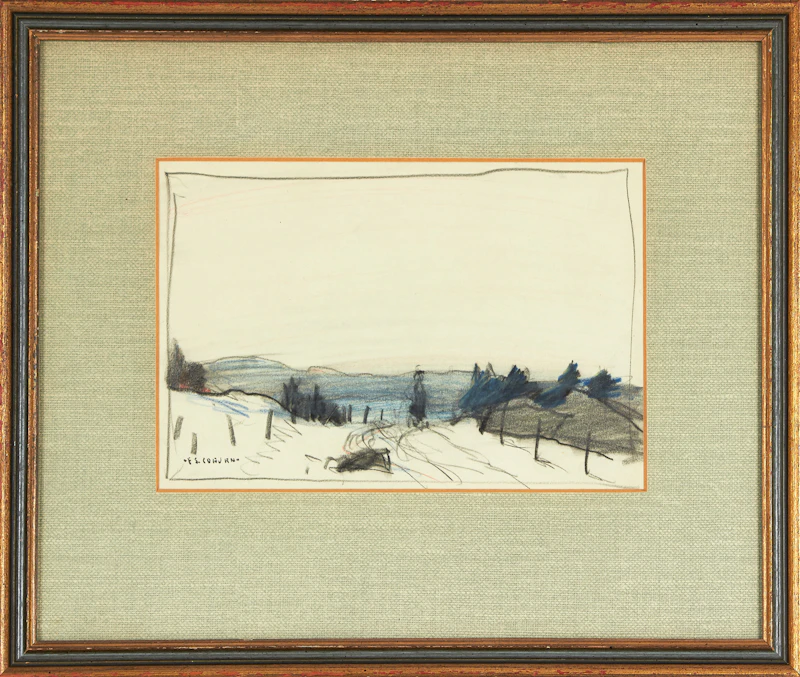 Frederick Simpson Coburn, Winter, Eastern Townships, crayon drawing, circa 1930 - view 2
