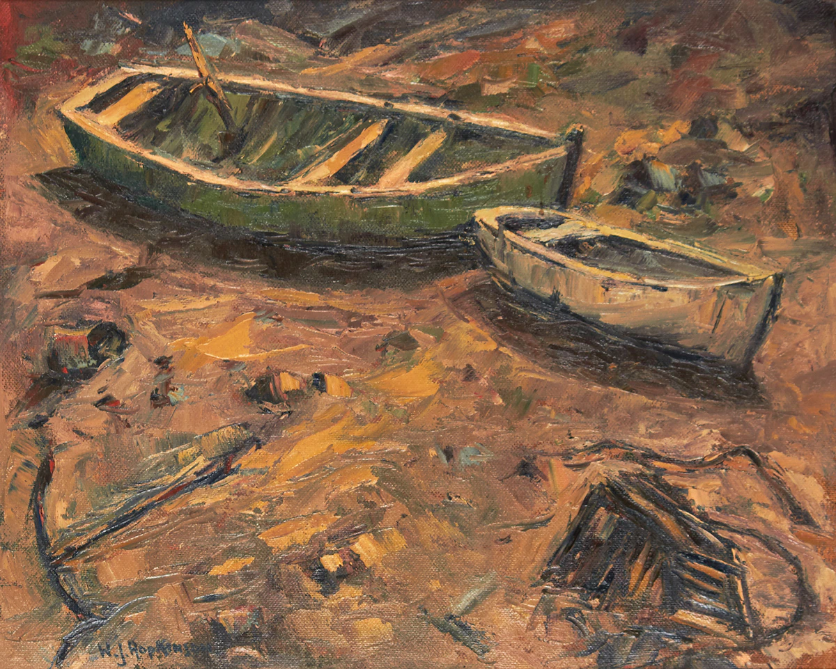 William John Hopkinson, Boats, Lowtide, St. John, New Brunswick, oil on canvas