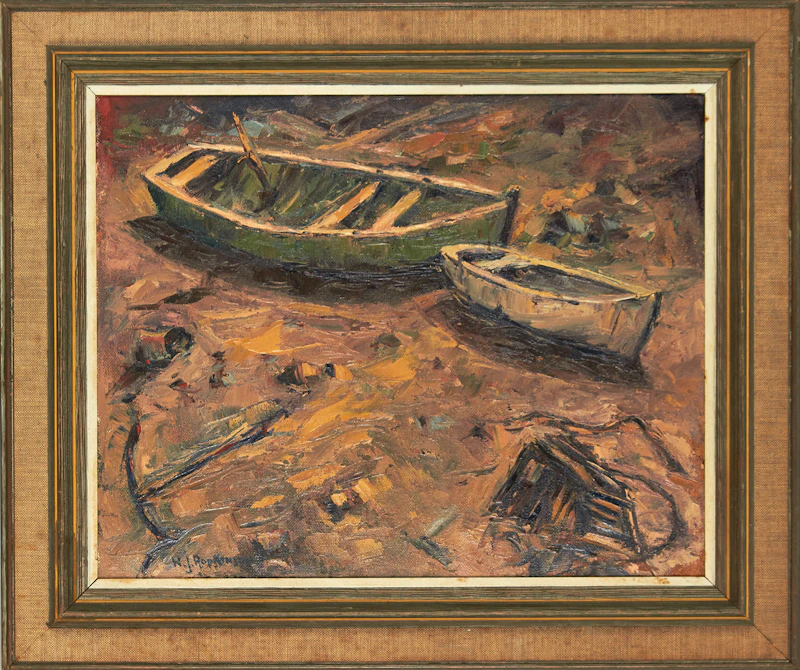 William John Hopkinson, Boats, Lowtide, St. John, New Brunswick, oil on canvas - view 2