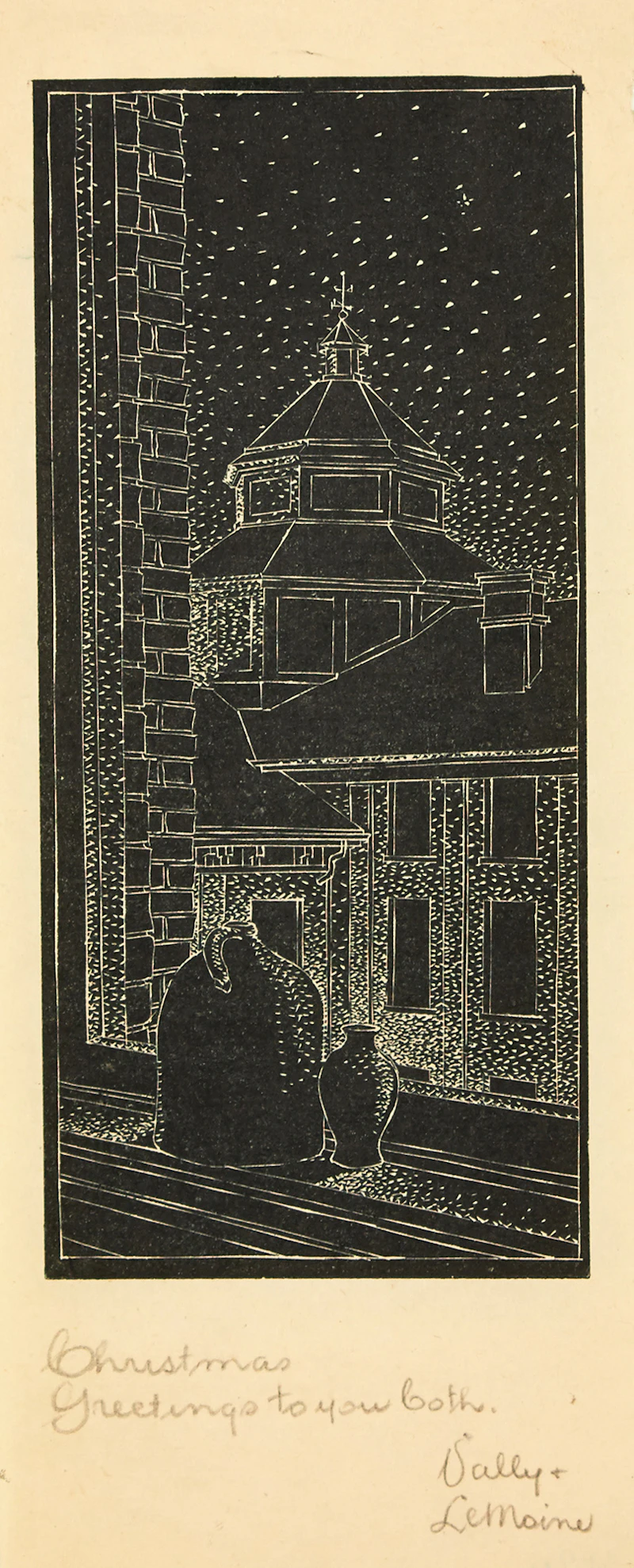 Lionel LeMoine FitzGerald, View from Windowsill with Two Jugs, linocut, 1942 - view 2