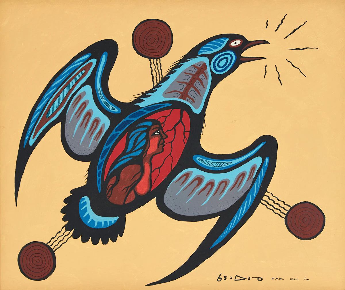 Carl Ray, Bird, acrylic on canvas board, 1974