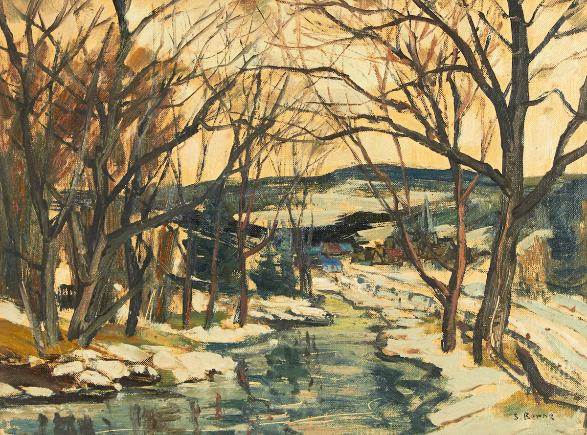 Sidney Berne, Sainte-Marguerite River, Quebec, oil on canvas board