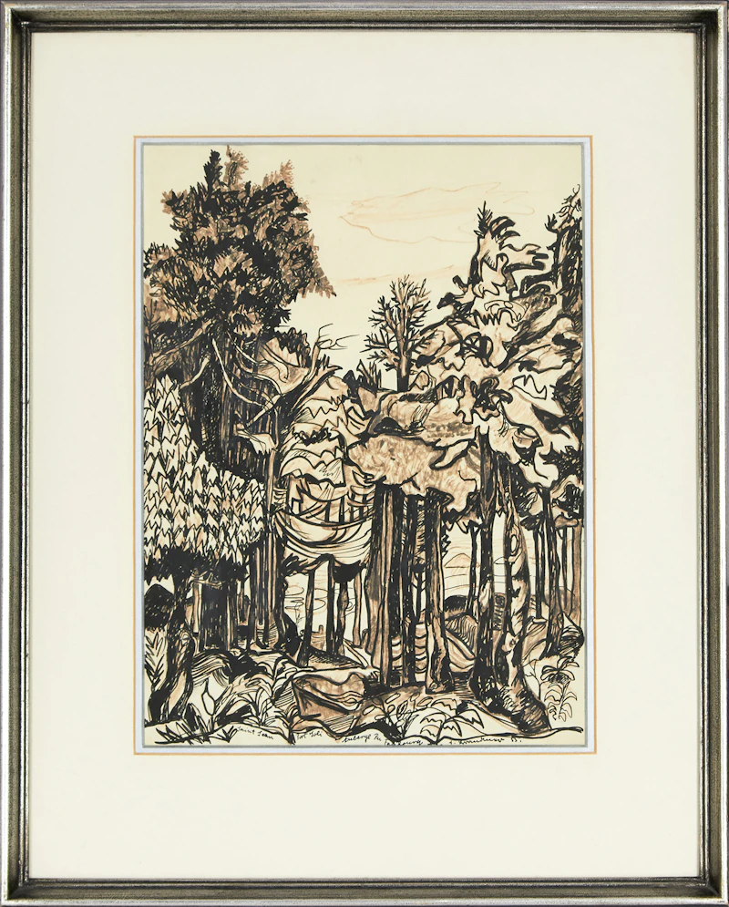Fritz Brandtner, Saint Jean, Port Joli, Auberge Du Faubourg, India ink, 1955 - view 2