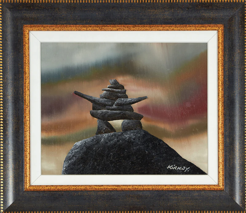 Ken Kirkby, Inukshuk on Rock, oil on board - view 2