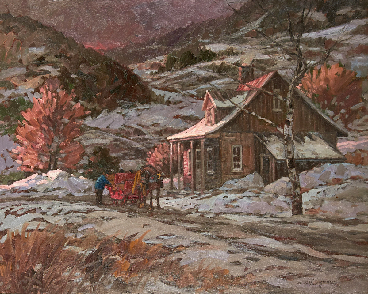 Littorio Del Signore, Fin du jour dans les laurentides, oil on canvas, 1986