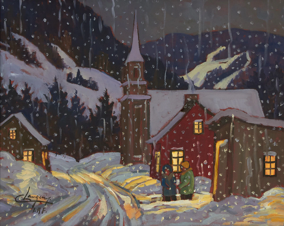 Claude Langevin, Après le souper, oil on canvas