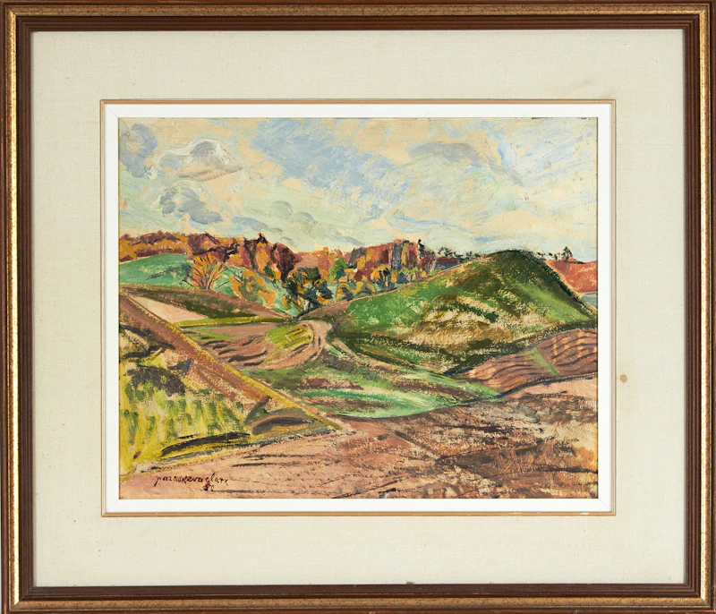 Paraskeva Plistik Clark, Hills in Autumn, oil on board, 1950 - view 2