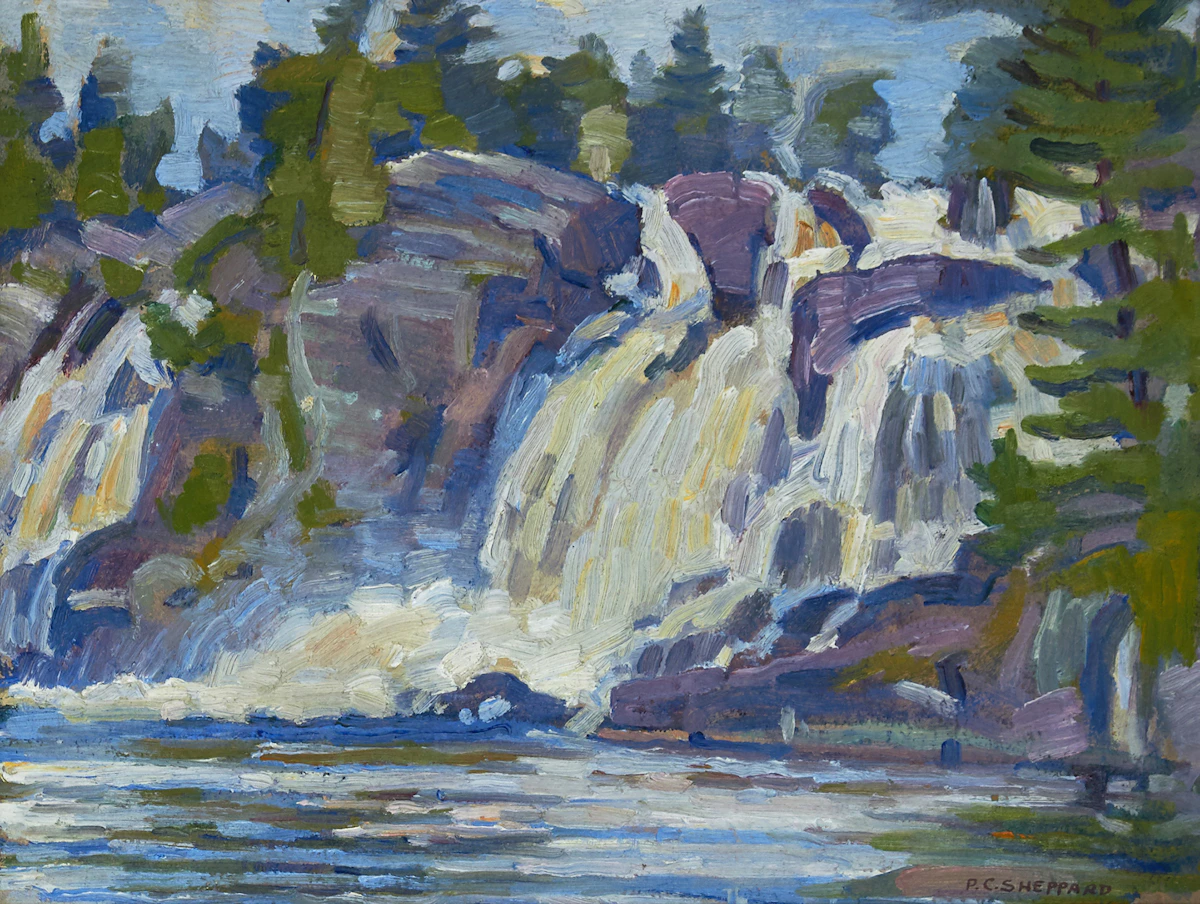 Peter Clapham Sheppard, High Falls, Muskoka (Near Bracebridge), oil on board