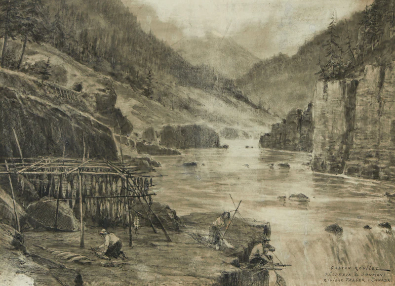 Pêcherie de Saumons Riviere Fraser, Canada (Salmon Fishing on the Fraser River, Canada) by Gaston Roullet