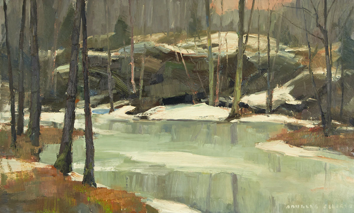 Douglas Ferguson Elliott, The Grotto in March, oil on board