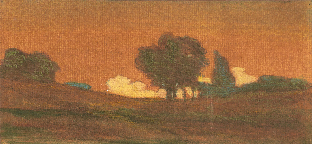 George Agnew Reid, Landscape, watercolour and pastel on paper
