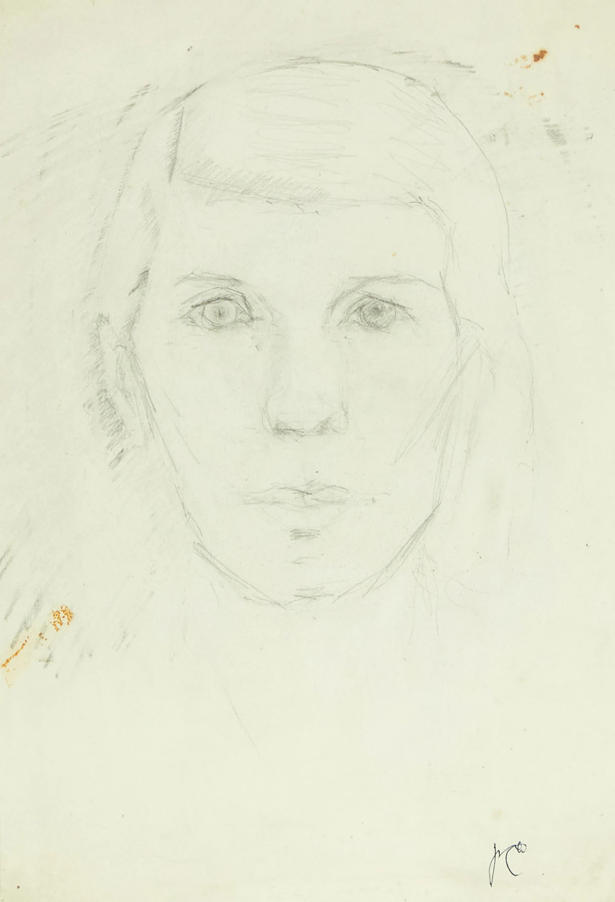 Paraskeva Plistik Clark, Self Portrait, graphite