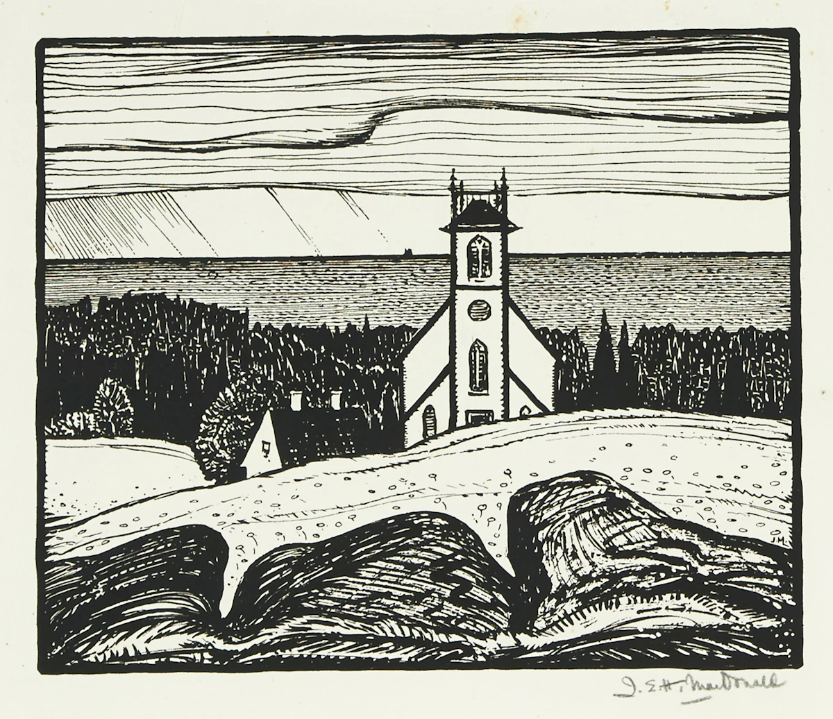 James Edward Hervey MacDonald, Church by the Sea, lithograph