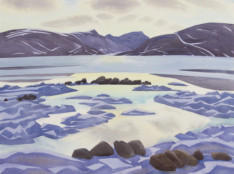 Doris Jean McCarthy, Evening at Pangnirtung (1989)