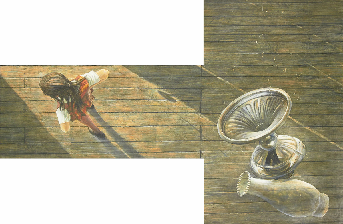 Thomas de Vany Forrestall, The Falling Lamp, 1969, egg tempera on panel
