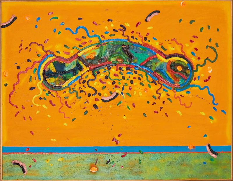 Alex Cameron, Blue Line over Yellow, oil on canvas, 1997 - view 2