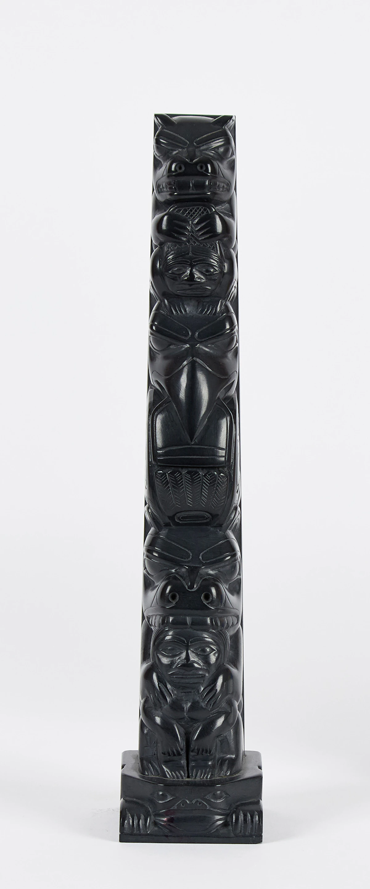 Tom Hans, Beaver, Raven, Bear and Frog, argillite totem