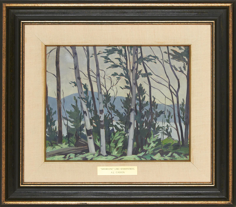 Alfred Joseph Casson, Shoreline, Lake Kamaniskeg, oil on board - view 2