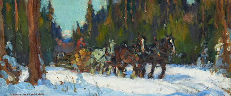 Manly Edward MacDonald, Logging Scene, oil on board - view 1