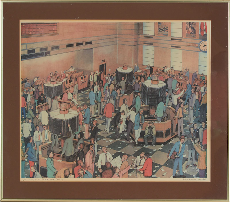 William Kurelek, Light Trading Day, Toronto Stock Exchange, colour lithograph - view 2