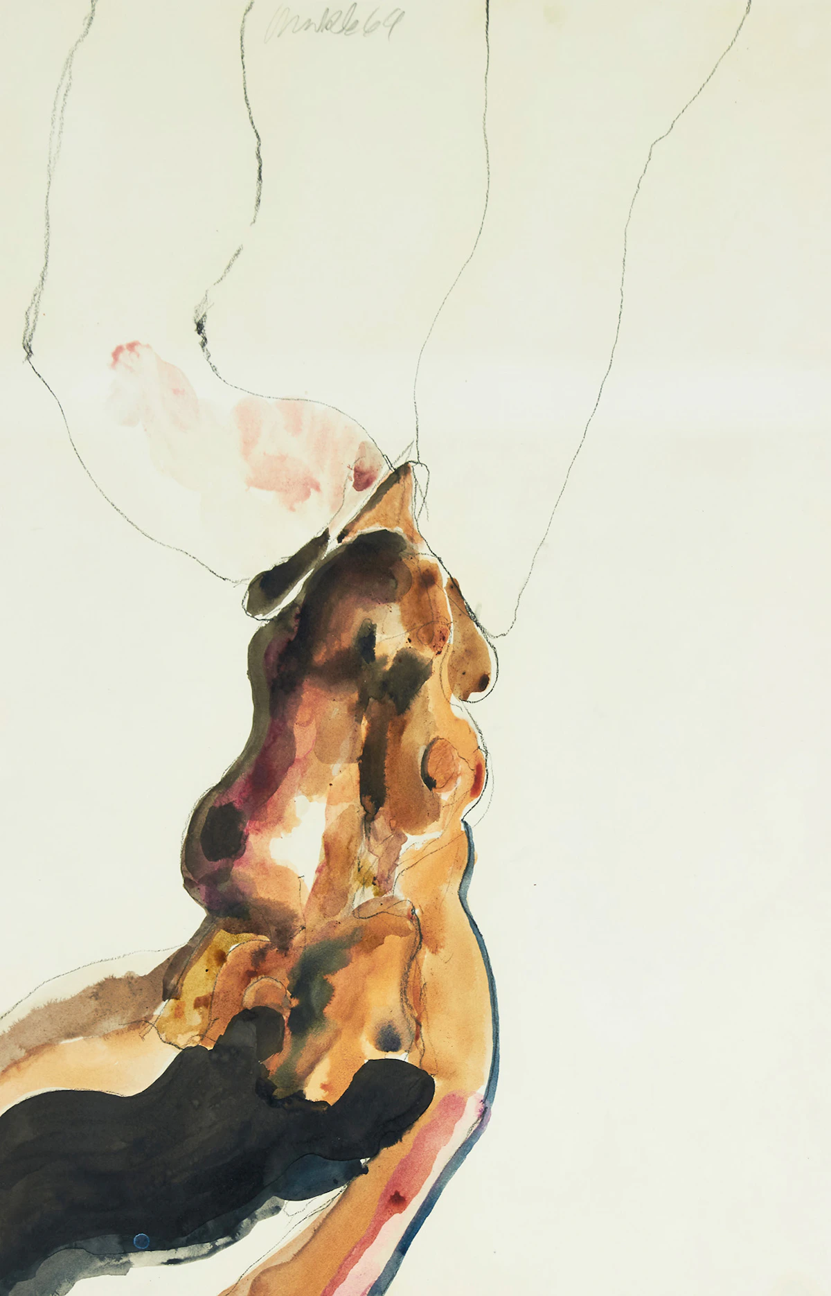 Robert Markle, Untitled, charcoal and tempera, 1969