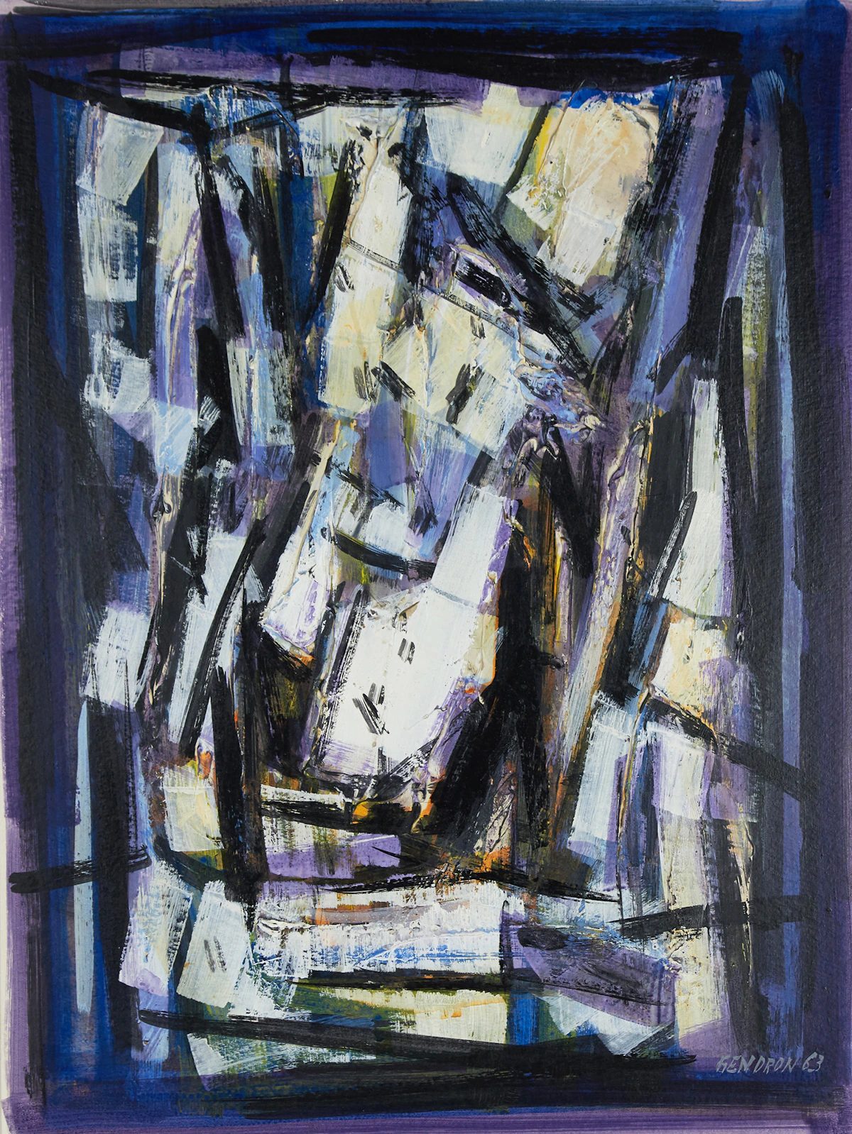 Pierre Gendron, Sans titre, oil on board, 1963