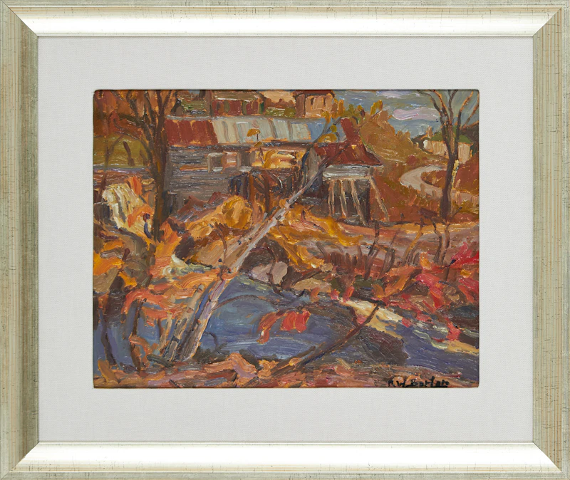 Ralph Wallace Burton, Log Mill, Perkin Mills, Que., oil on panel - view 2