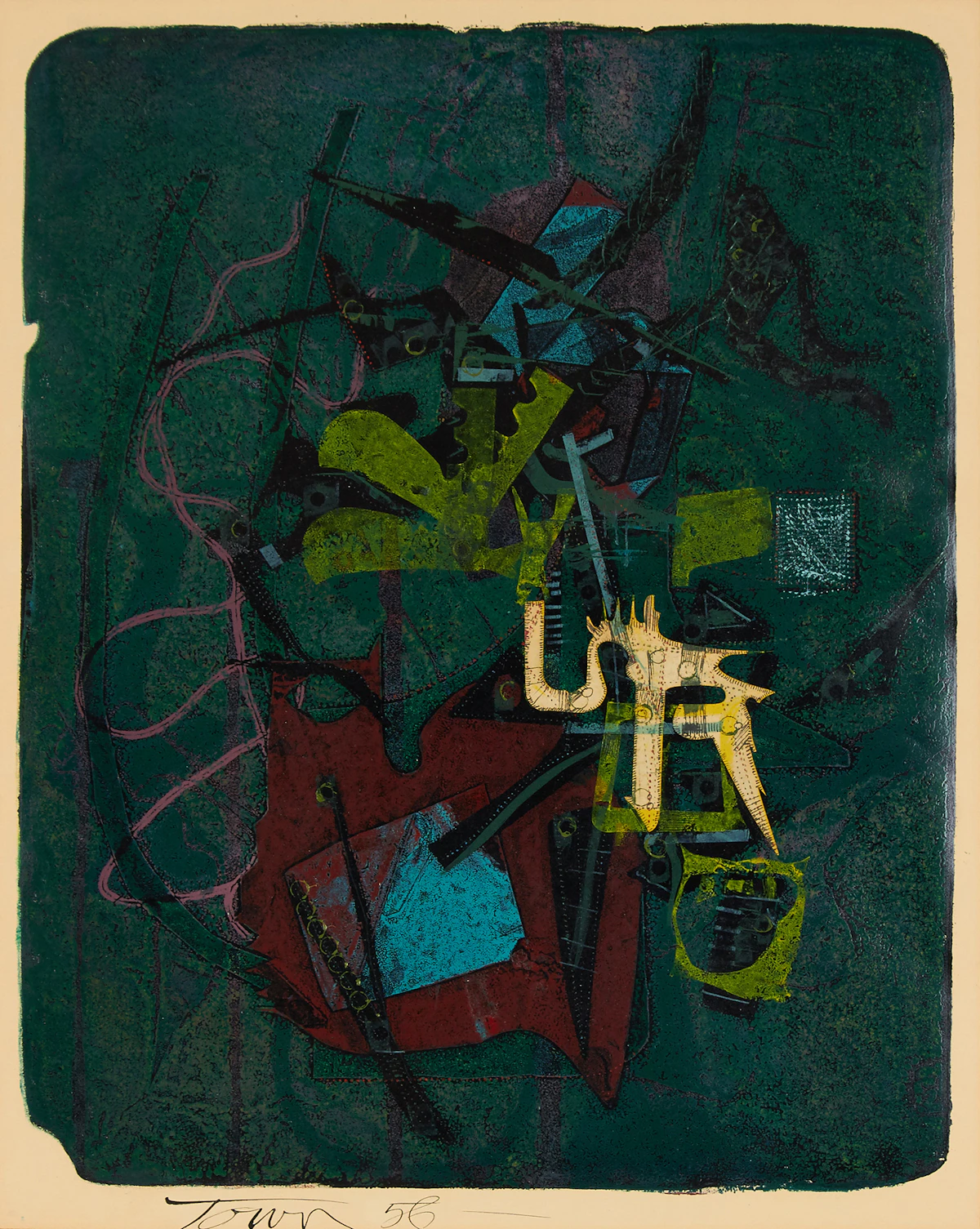 Harold Barling Town, The Drawbridge of Oceanus, single autographic print, 1956