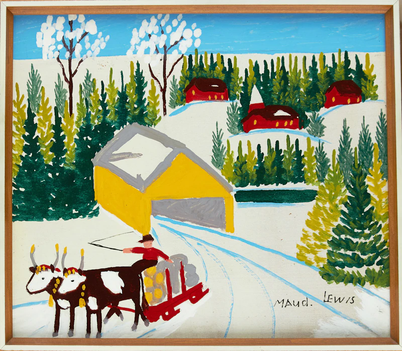 Maud Lewis, Winter Sleighing Scene, oil on board - view 2