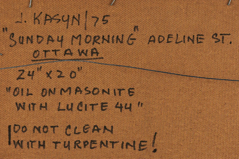 John Kasyn, Sunday Morning, Adeline Street, Ottawa, oil on board, 1975 - view 3