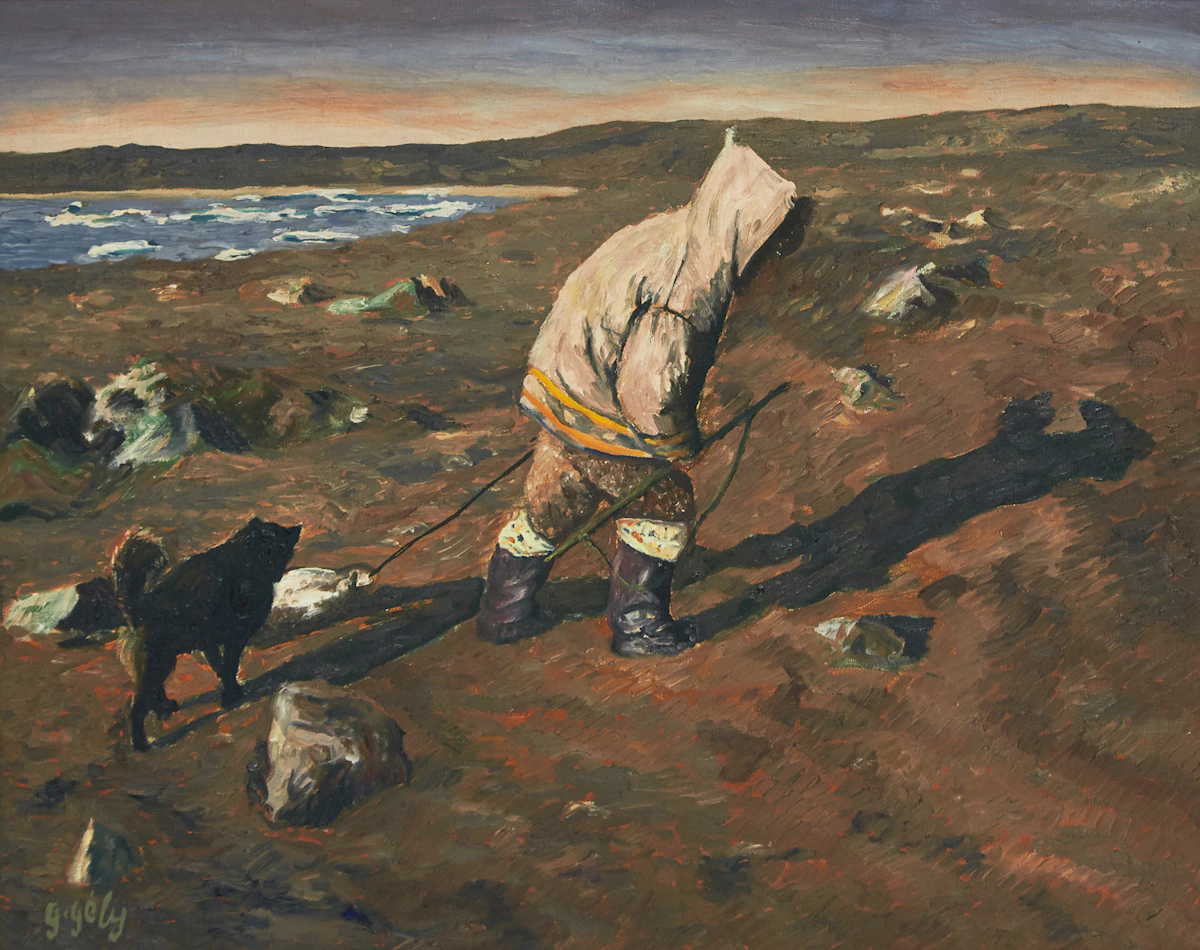 Gabriel Joseph Gely, Arlaloo - Return from Hunt (Clyde River), oil on canvas