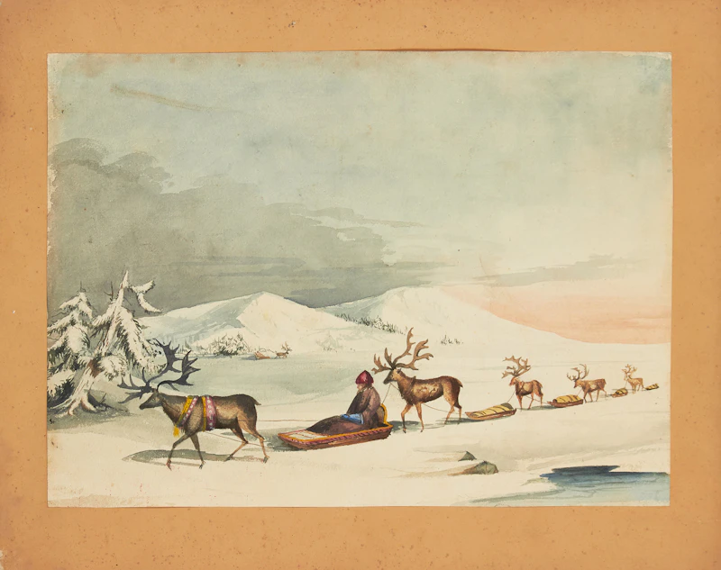 Canadian School, Reindeer, Baffin Island (circa 1921), watercolour - view 2