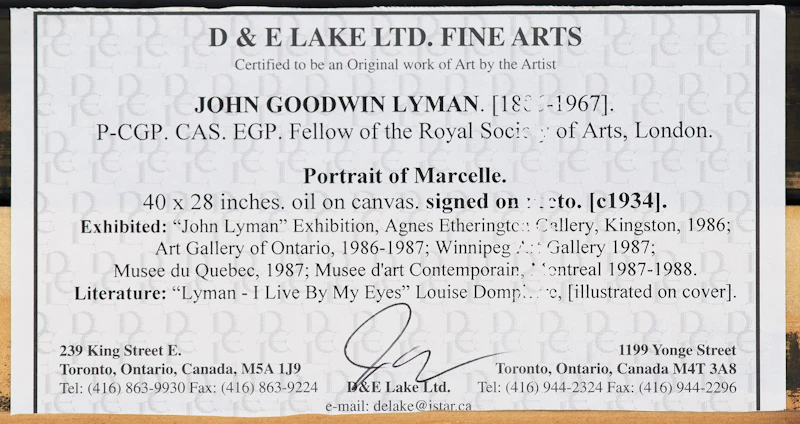John Goodwin Lyman, Portrait of Marcelle (circa 1935), oil on canvas, circa 1935 - view 4