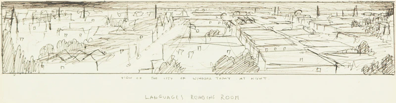 William Kurelek, View of the City of Windsor Today at Night