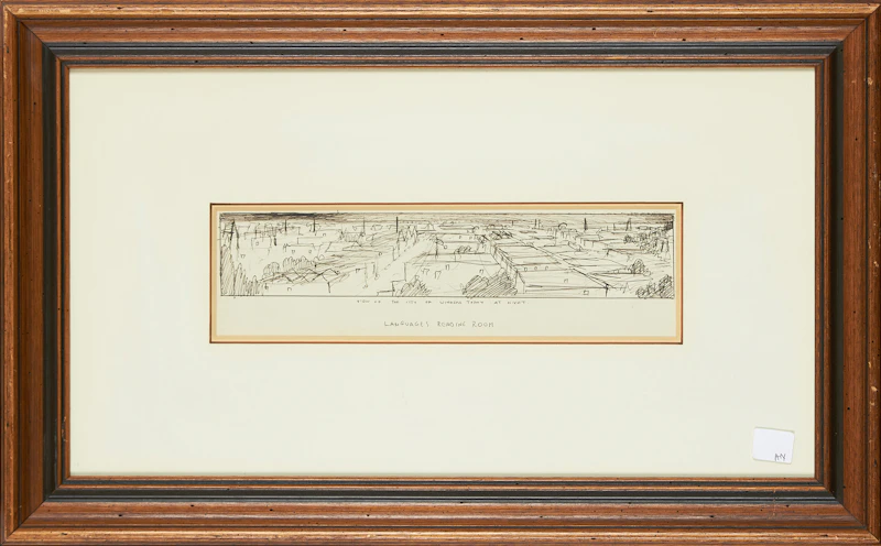 William Kurelek, View of the City of Windsor Today at Night, ink drawing, circa 1973 - view 2