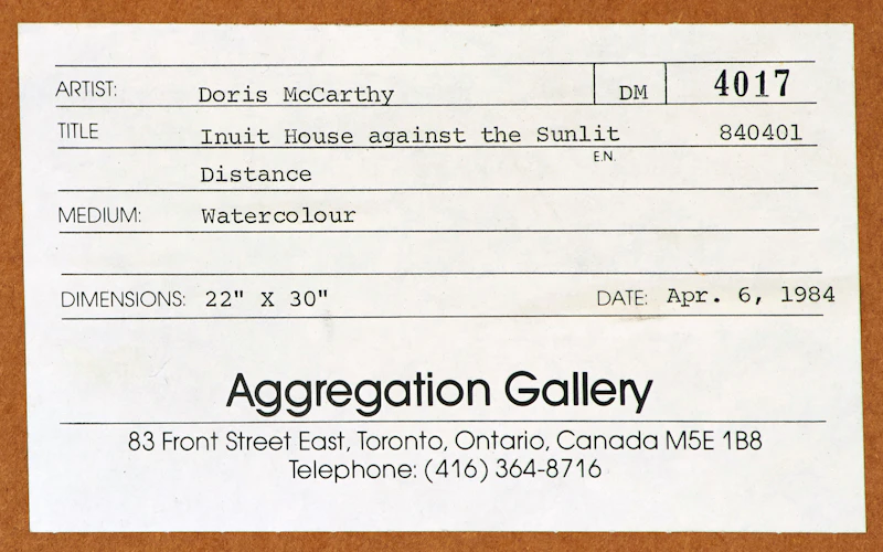Doris Jean McCarthy, Inuit House Against the Sunlit Distance, watercolour, 1984 - view 3