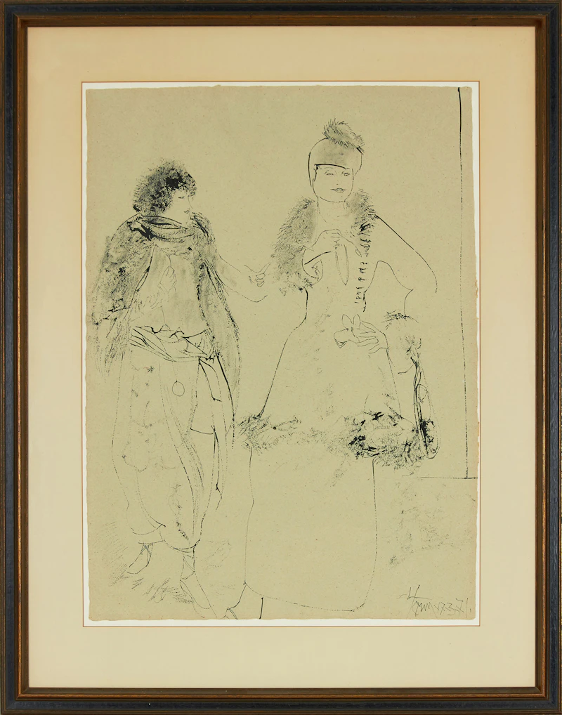 Harold Barling Town, Two Women, ink drawing, 1971 - view 2