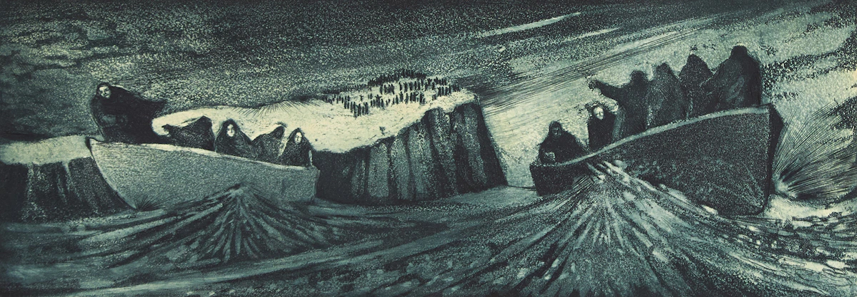 David Lloyd Blackwood, The Departure, etching and aquatint, 1965