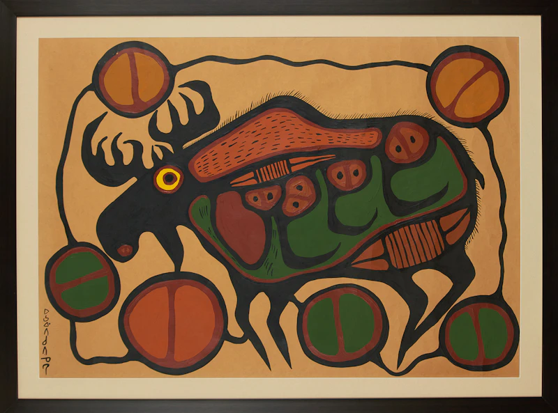 Norval Morrisseau, Moose, acrylic on paper, circa 1970 - view 2