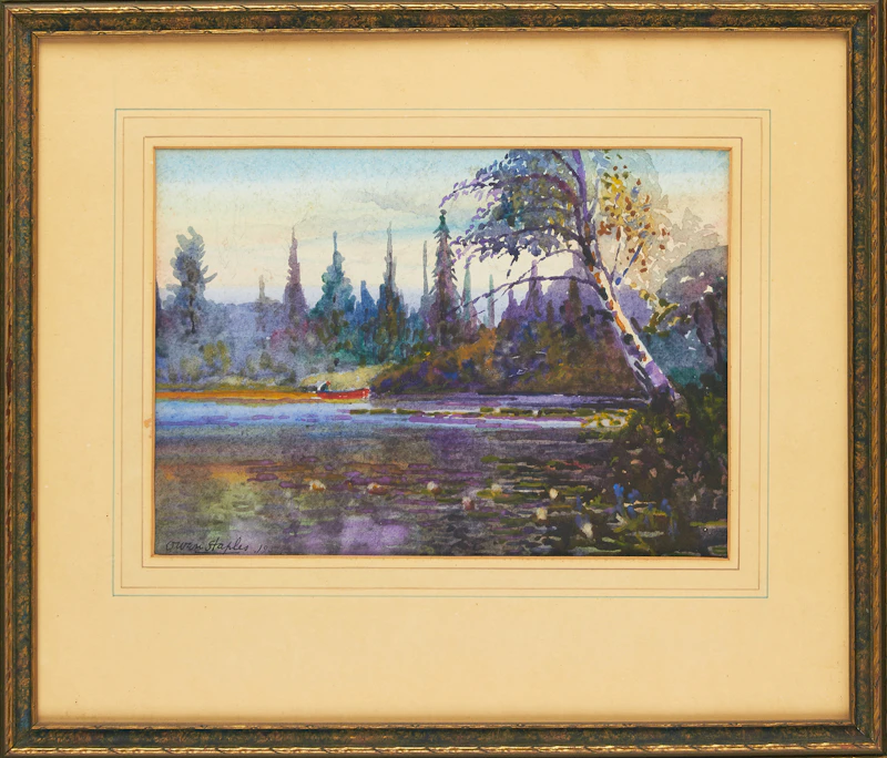 Owen Staples, Oxtongue River, Near Dwight, watercolour, 1937 - view 2