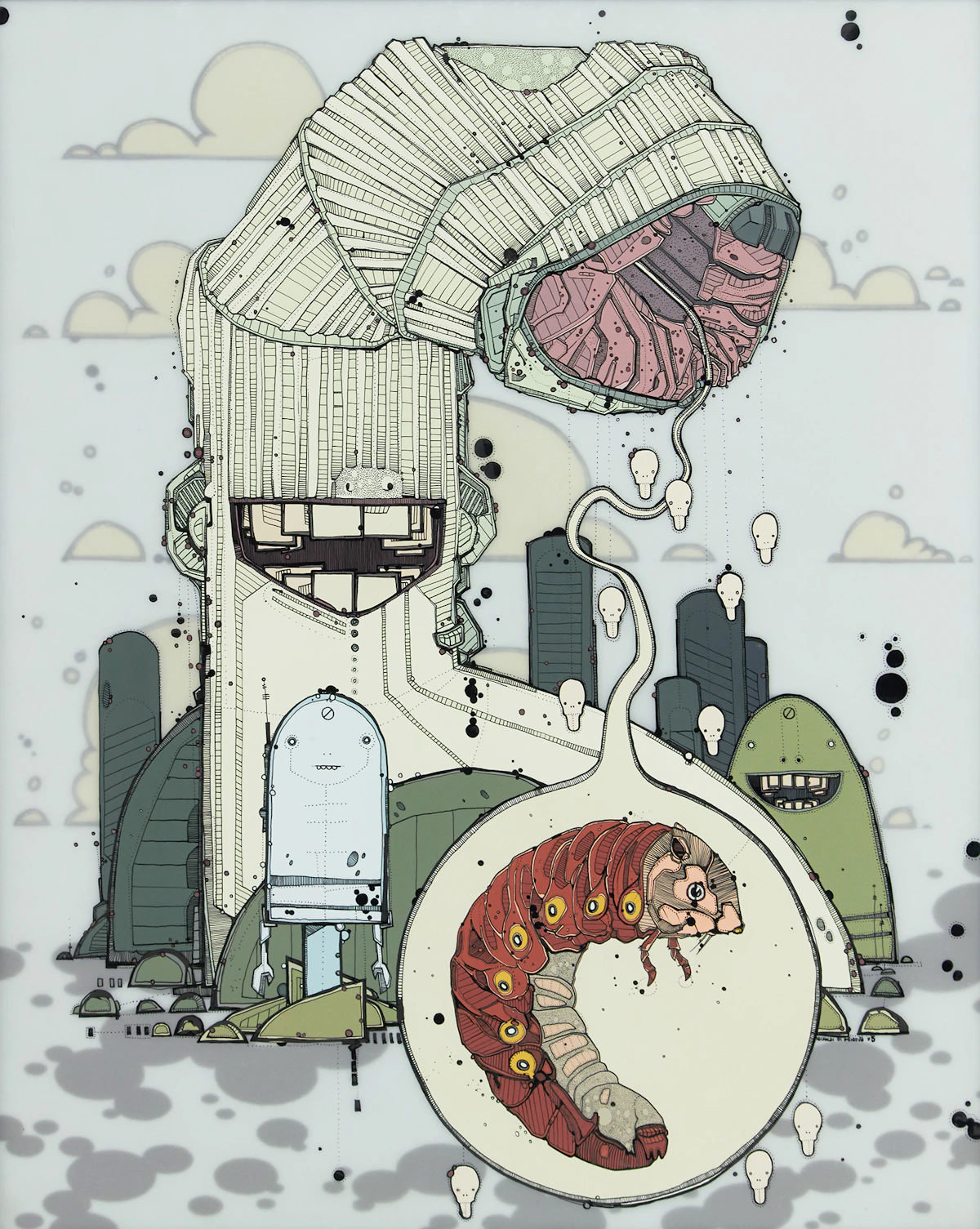 Nicholas Di Genova, The Great Carnivorous Sock Mountain, 2005, ink and animation paint on mylar