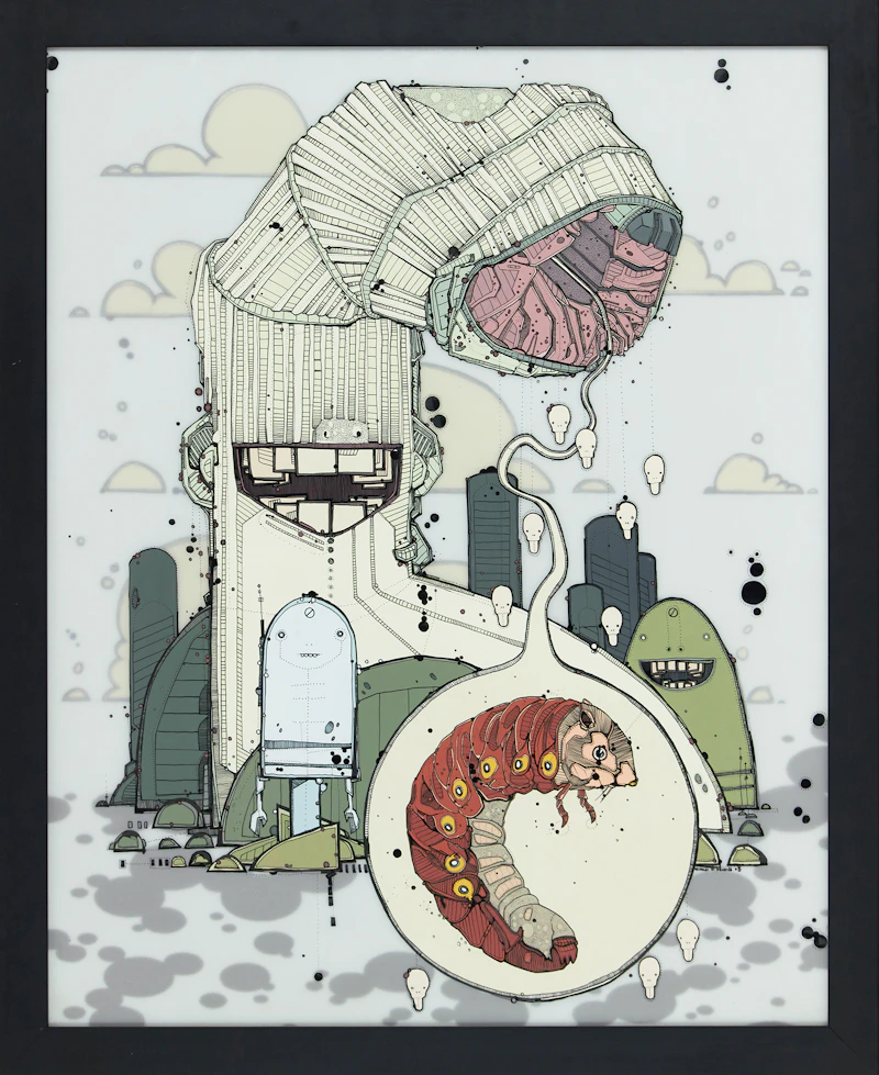 Nicholas Di Genova, The Great Carnivorous Sock Mountain, 2005, ink and animation paint on mylar - view 2