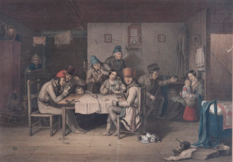 French Canadian Habitants Playing At Cards by Cornelius Krieghoff
