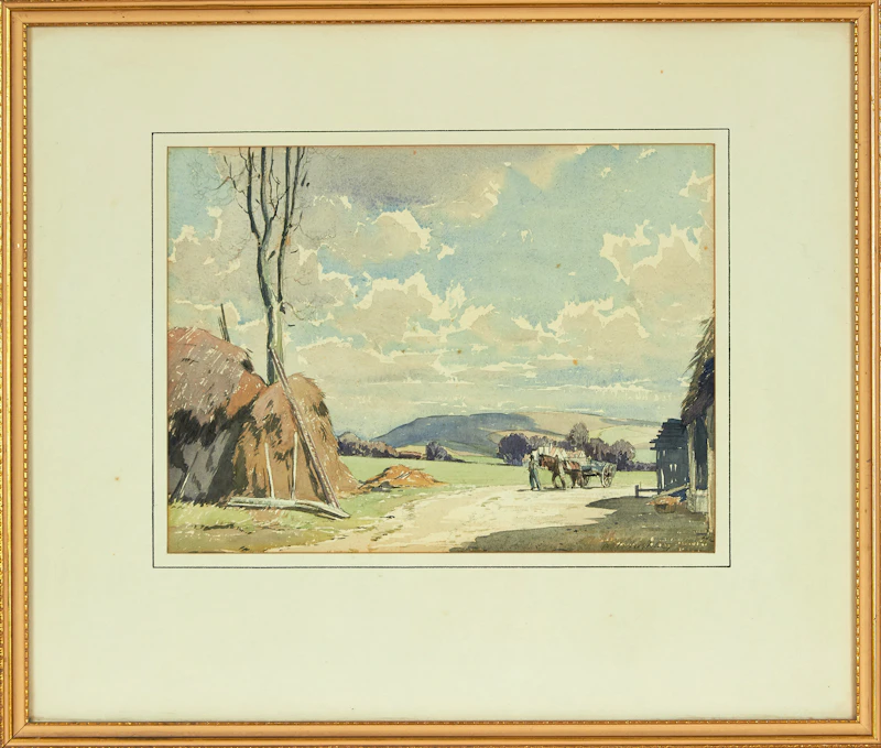 Alfred Crocker Leighton, Farmstead Landscape, watercolour - view 2