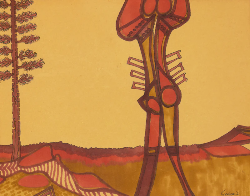 Lise Gervais, Abstract landscape, ink and marker - view 1
