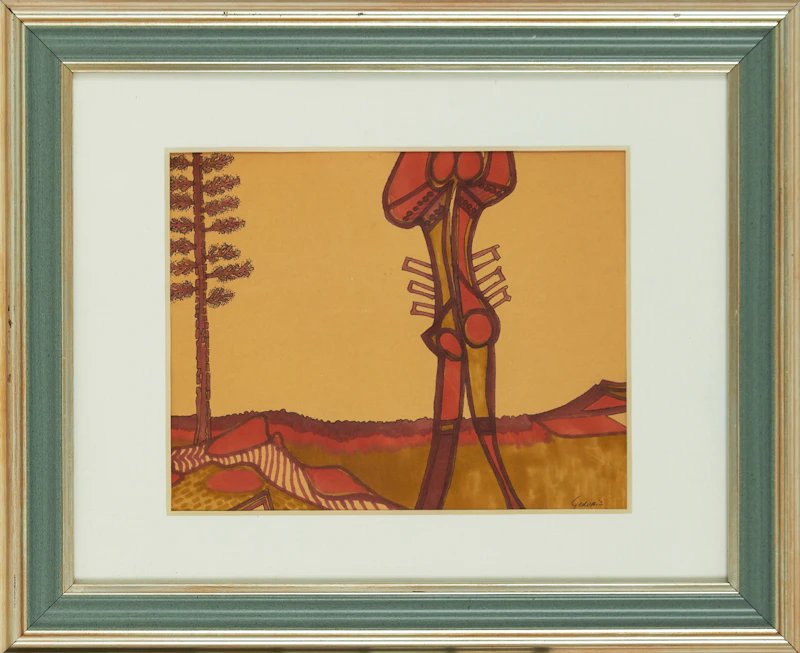 Lise Gervais, Abstract landscape, ink and marker - view 2