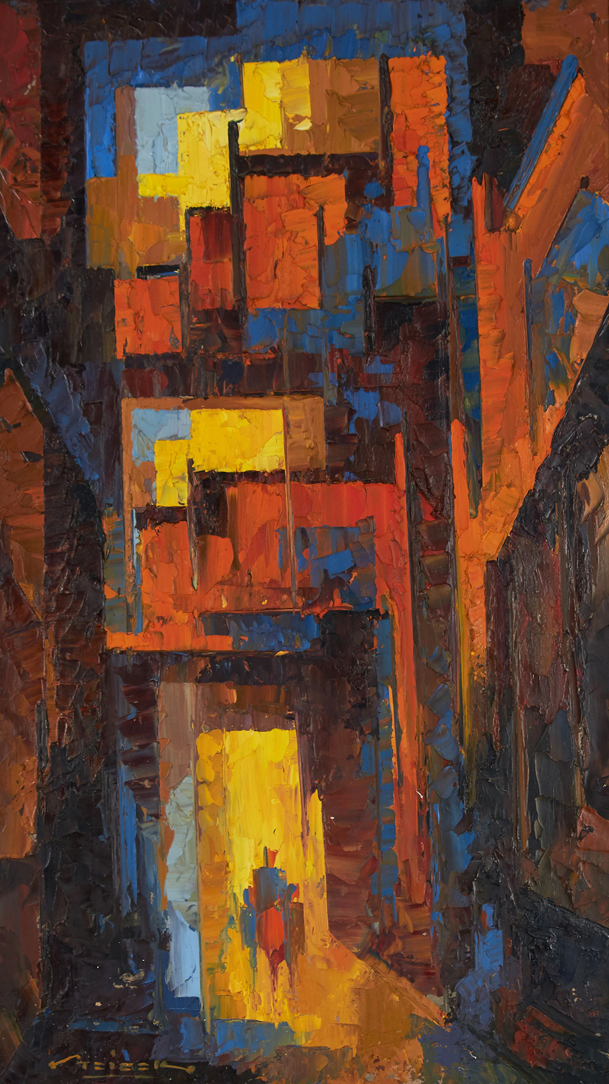 Frederic Steiger, Lower Town (Quebec City), oil on board