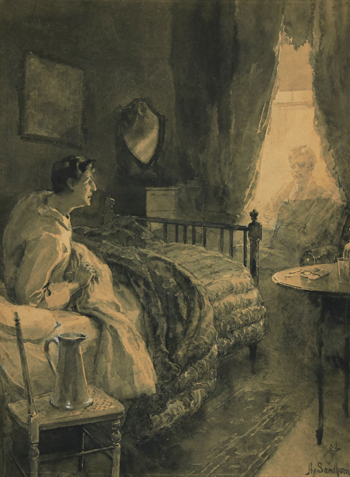 Henry Sandham, Apparation, watercolour